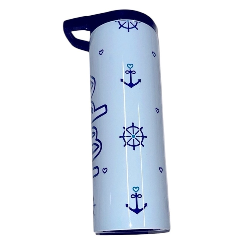 Nautical Themed Blue and White Travel Mug